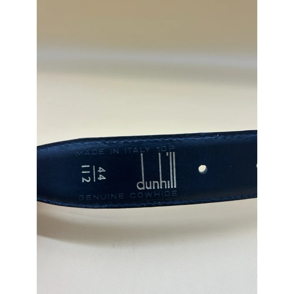 Dunhill Black Leather Belt Gold Tone Buckle Size 44/112 Made In Italy